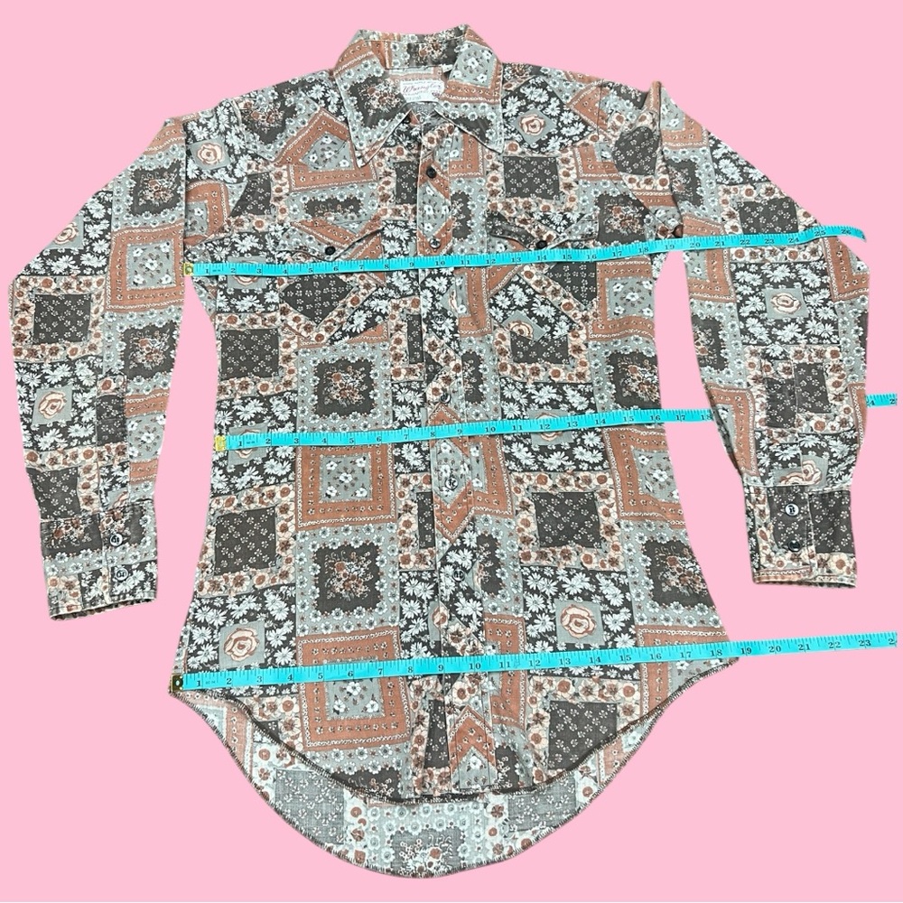 Vintage 70’s 80s Wrangler Patchwork Western Shirt - Picture 8 of 10